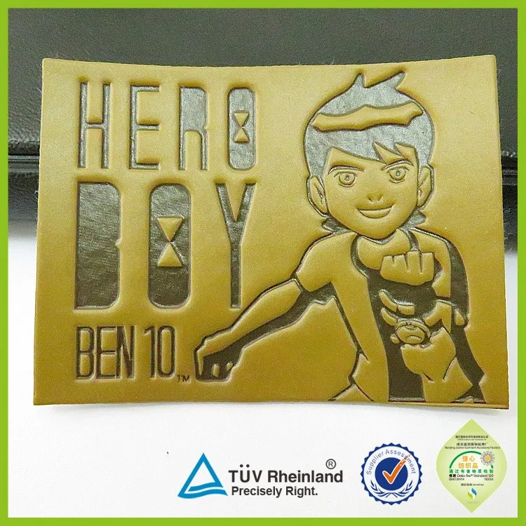 Custom made emboss/deboss pu patches 2015 jeans leather label logo