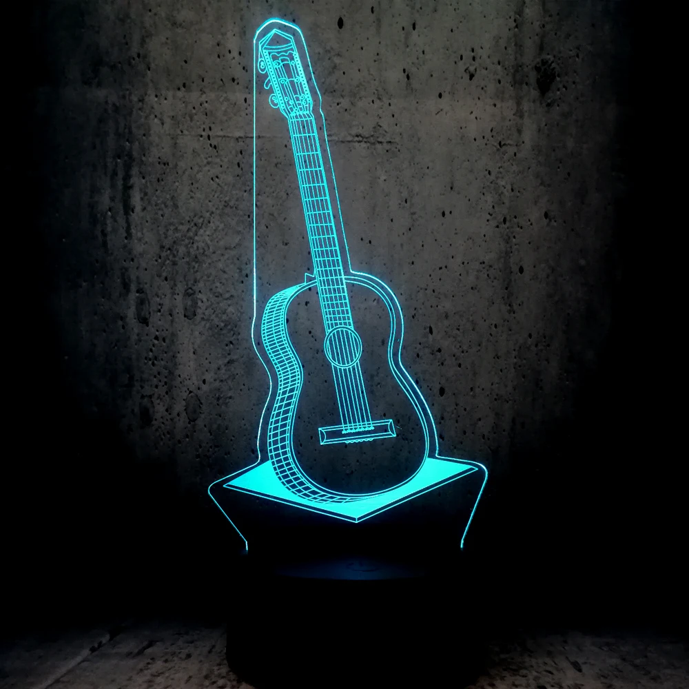 Creative POP Country Music Guitar 3D USB LED Lamp 7 Color Change RGB Night Light Bedroom Decor Lighting Musical Instruments