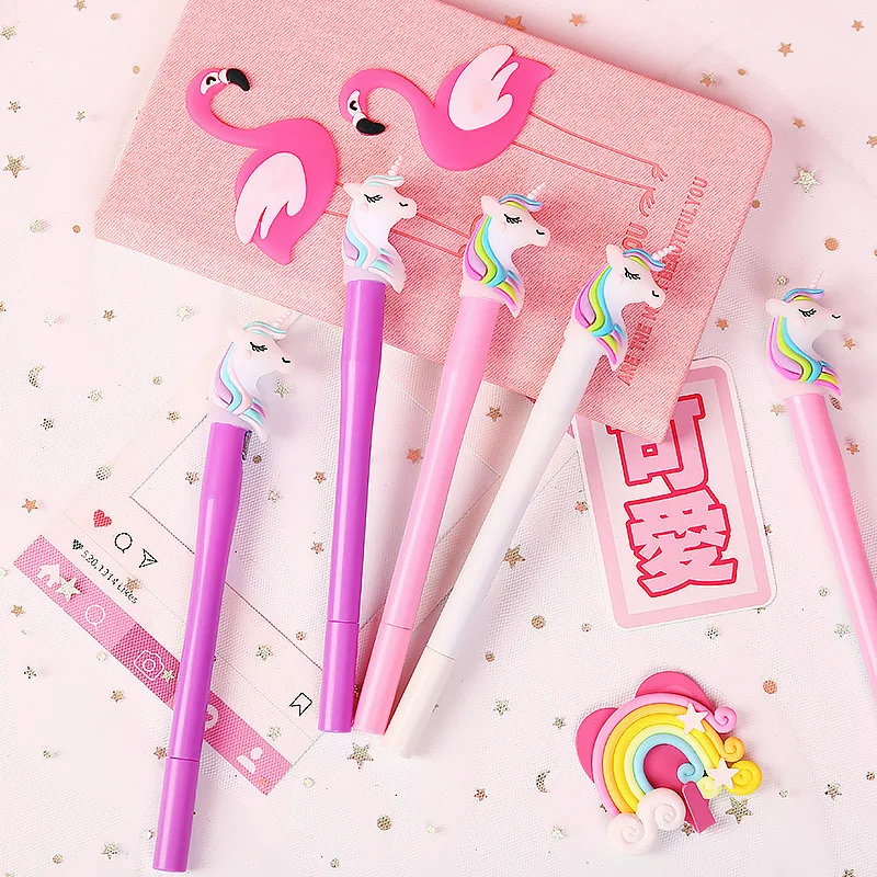 Wholesale stationery pens kids cute unicorn led light up ball pen for student