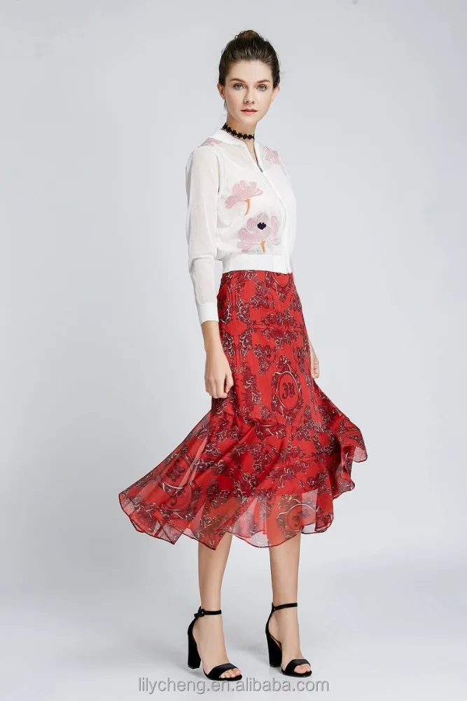 Custom wholesale women ladies girls long skirt printed skirt beach boho Midi skirts