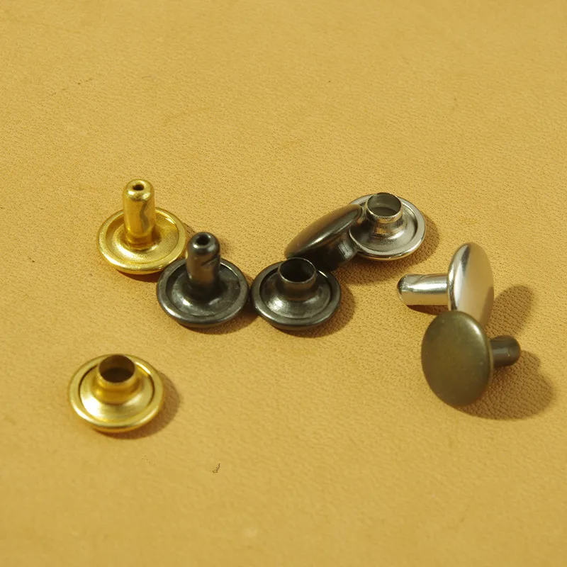 1000set/bag 6mm-10mm Round Double Cap Rivet Stud Collision Nail Metal Spike Rock Leathercraft Shoe Bag Belt Garment Bracelet