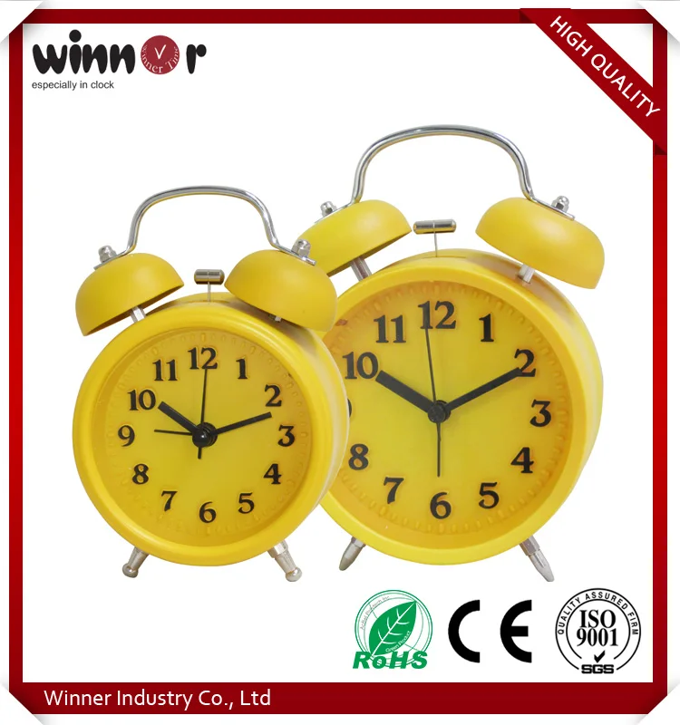 Wholesale 2016 high quality cheap multi color plastic round alarm clock