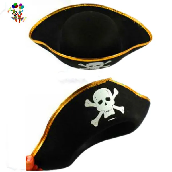 Cheap Custom Adult Buccaneer Pirate Tricorn Black Color Halloween Party Hats HPC-2093