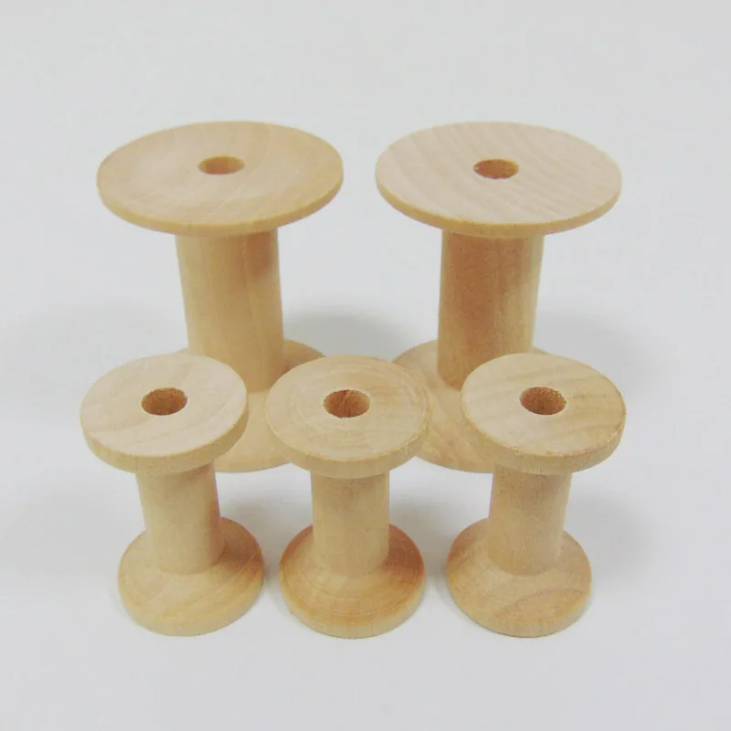 Factory Customized unfinished small mini wooden spool beads