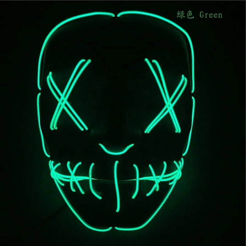 2019 factory sell glowing neon light halloween party face mask
