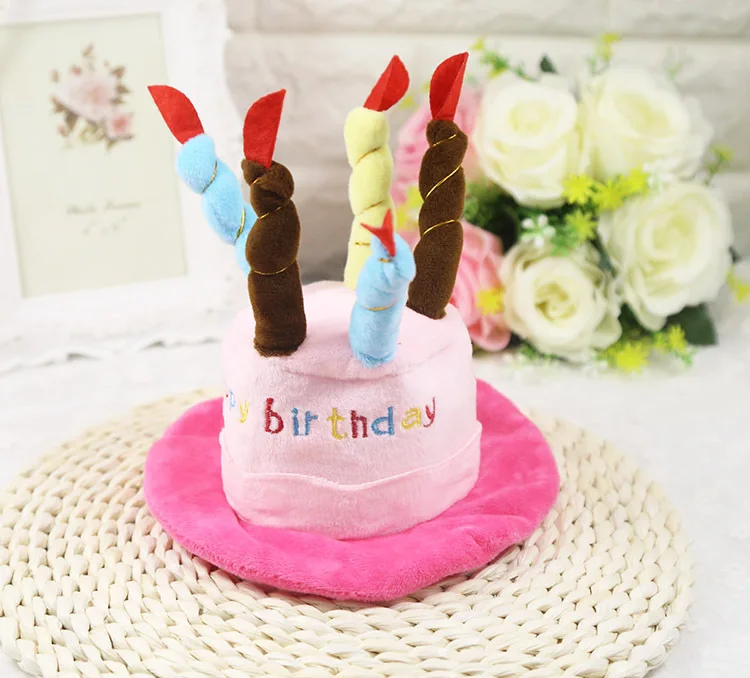 Funny Design Cute Cotton Birthday Hat For Pet Dogs and Cats Birthday Cake and Candle Shape Pet Hat Toy