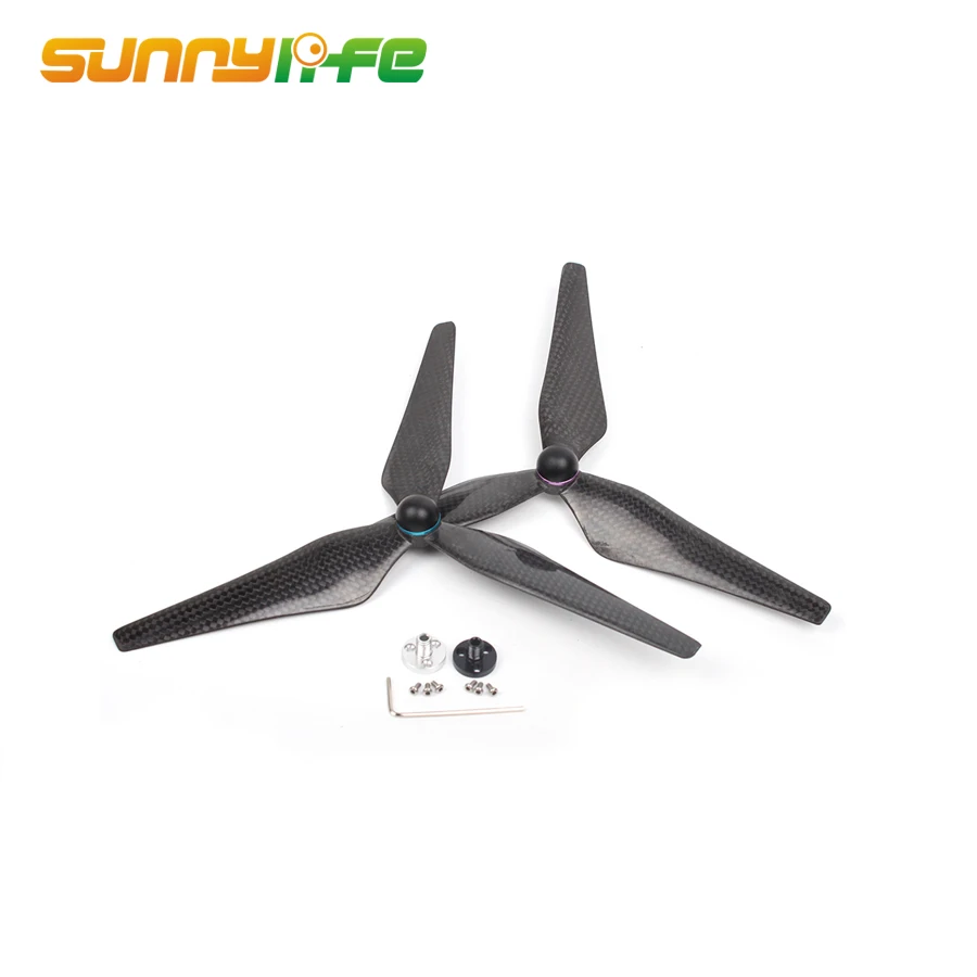 9450S Full Carbon Fiber Propellers 3-Blade Self-tightening Props with Propeller Mounts for DJI Phantom 4/ PRO/ PRO+ V2.0