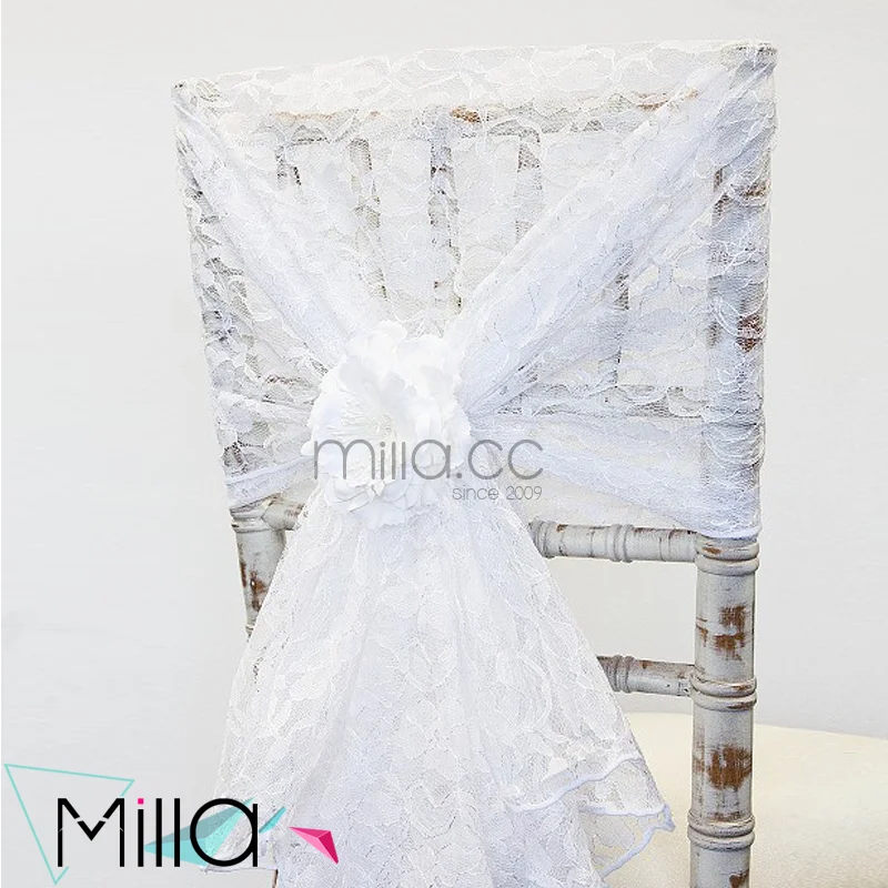 White Lace Chair Sash For Wedding Chair Covers