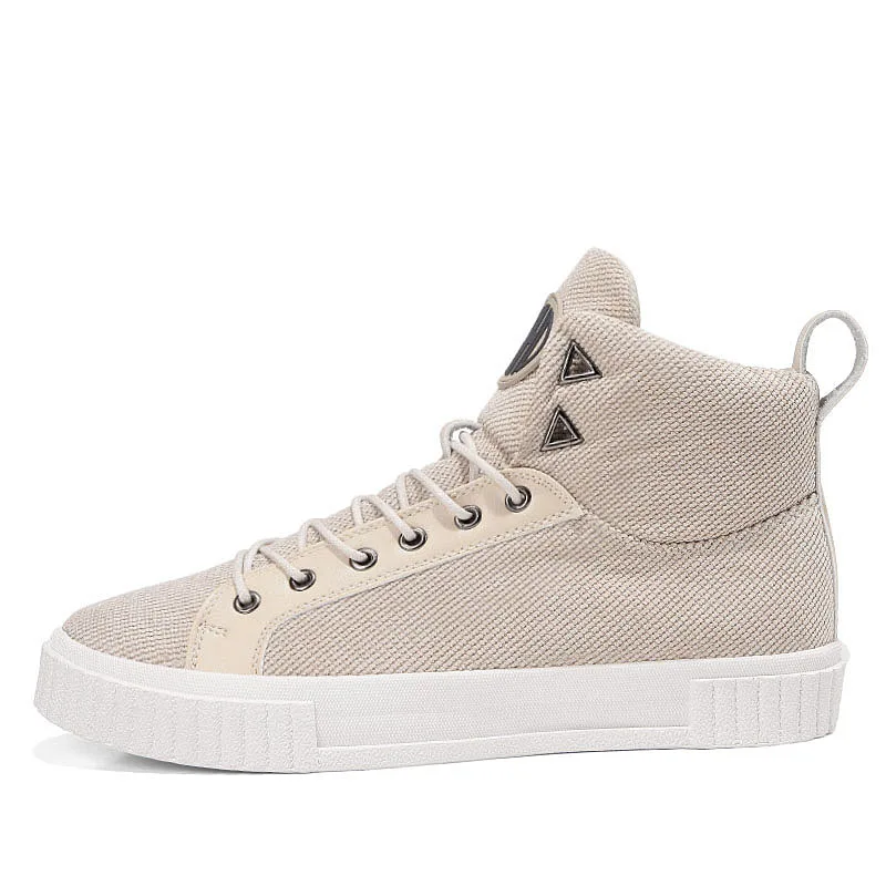 Новый стиль, высокие мужские спортивные туфли из парусины, брендовая обувь на плоской подошве на заказ