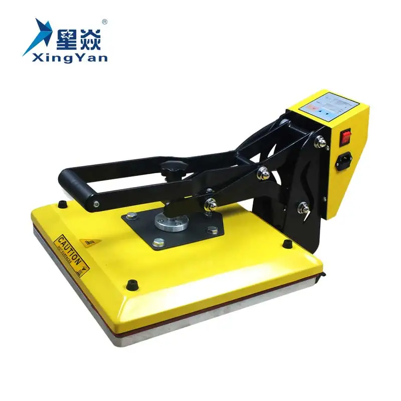 Good looking yellow color 38*38 flatbed heat press printer machine de presse for t-shirt