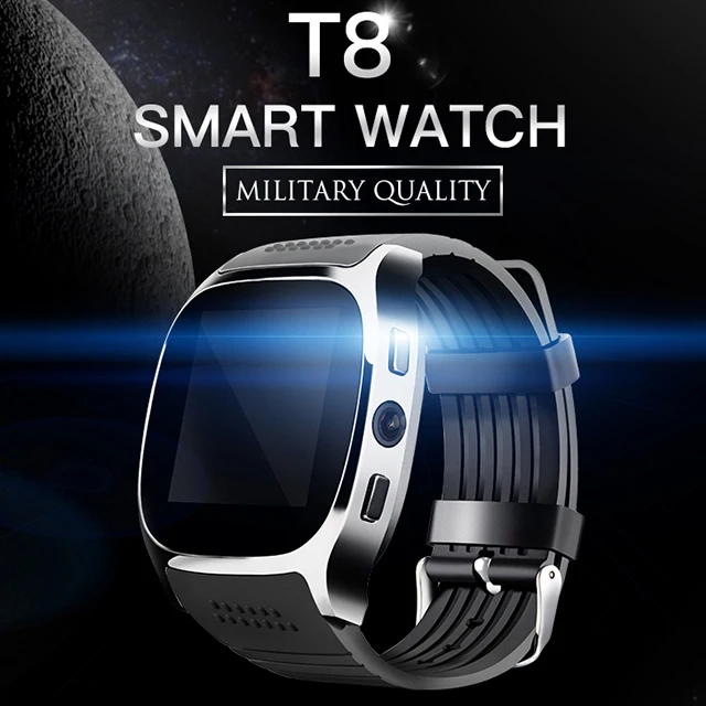 1.54 Inch Touch Screen BT Smartwatch T8 With Camera Facebook Whatsapp Support SIM TF Card Call  Android Smart Watch