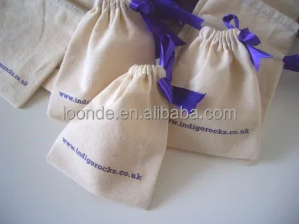 9x12 cm drawstring custom printed nature cotton jewelry pouch