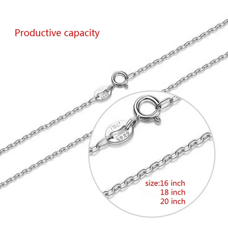 L01 Low price 18inches wholesale custom 925 Silver rolo chain link necklace made in italy 925 sterling silver cross chain