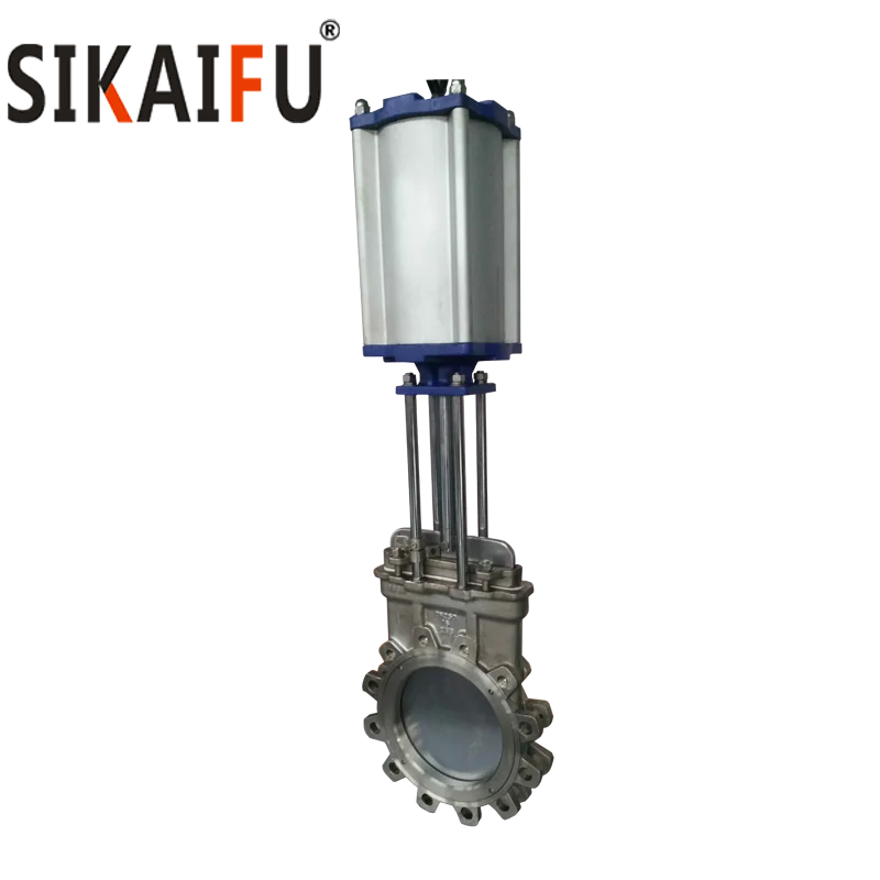 Stainless steel 8 Inch Wafer type Knife Gate Valve with Pneumatic Actuator
