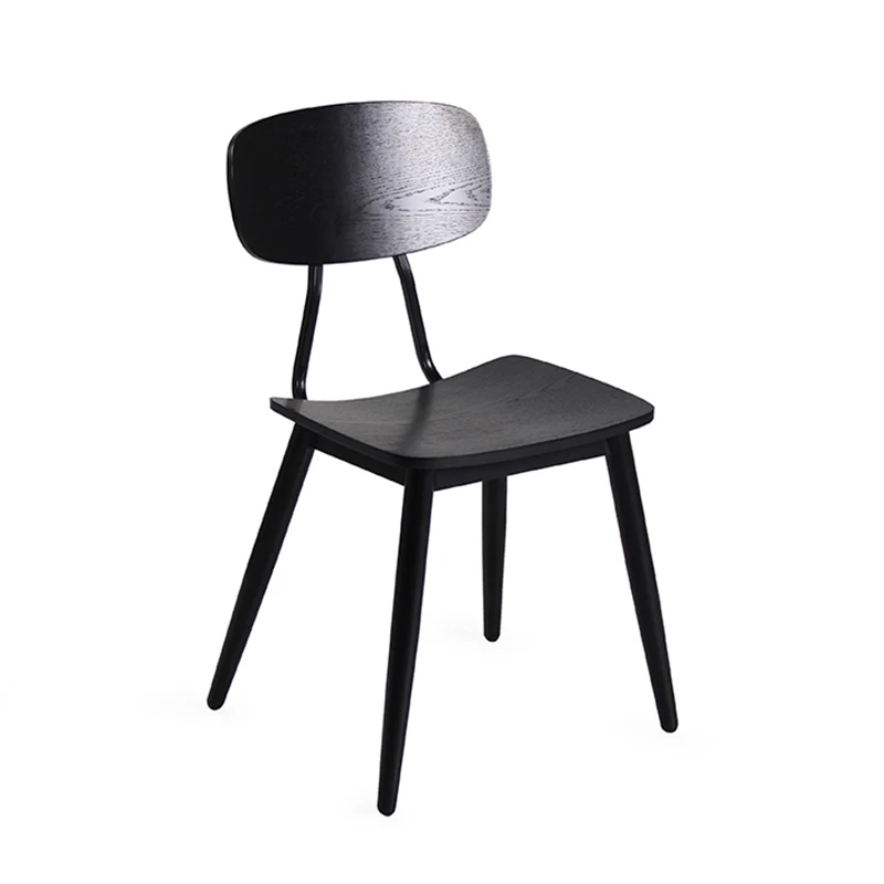 Vintage Black Walnut Wood Dining Coffee Shop Chair Fashion Metal Frame Stackable Chair For Restaurant