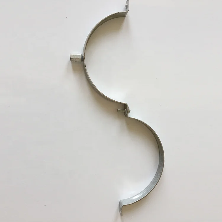 Galvanized adjustable metal pipe clamp assembly