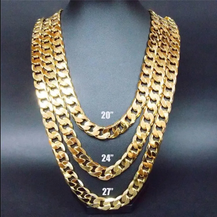 316l stainless steel diamond cut italian figaro 24k gold filled chain