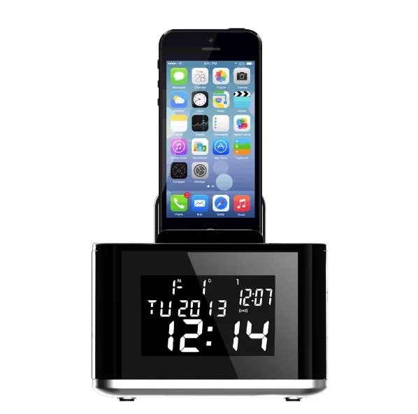 Portable Stereo Bass BT Speaker Handsfree With Alarm Clock Radio TF Calendar AJ-86