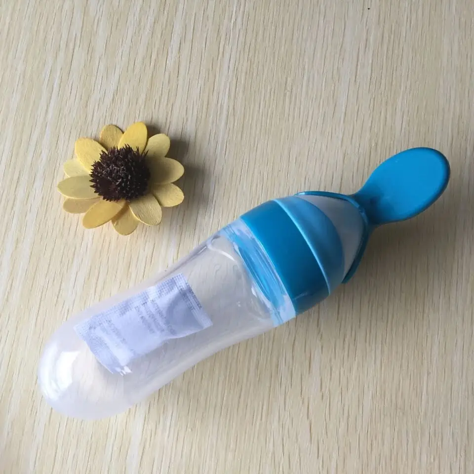 
Wholesale China Manufacturer Rice Paste Feeder Bottle Training Silicone Rice Paste Squeeze Spoon Press Baby Feeding Bottle 
