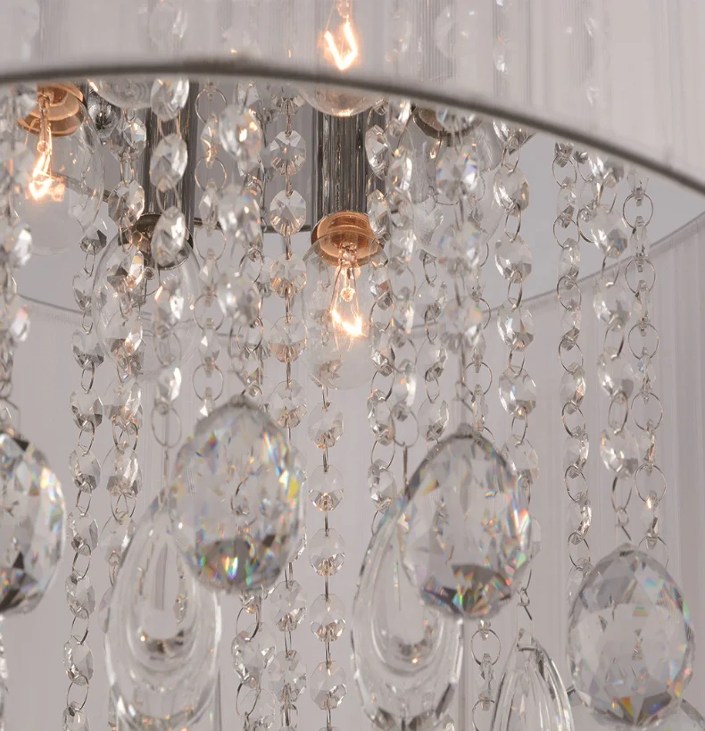 MAX 60W Traditional/Classic Crystal Chrome Metal Chandeliers Black Drum Bubble Shade Ceiling Light Voltage 110 120V