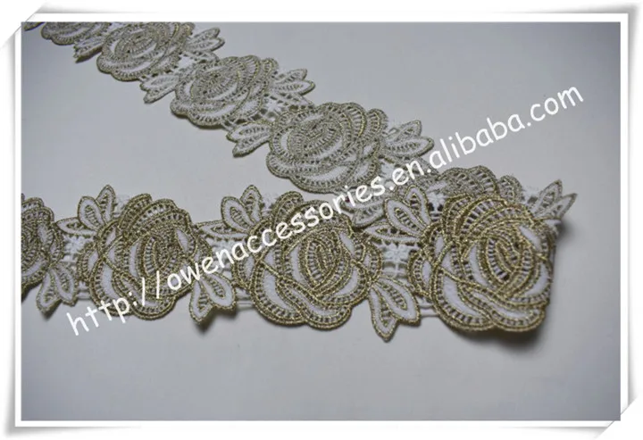 free sample, customized design 7cm Gold Lace Trim for Dress