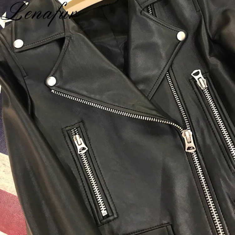 Fashion women Autumn jacket short real Sheepskin Leather Jacket New Arrival