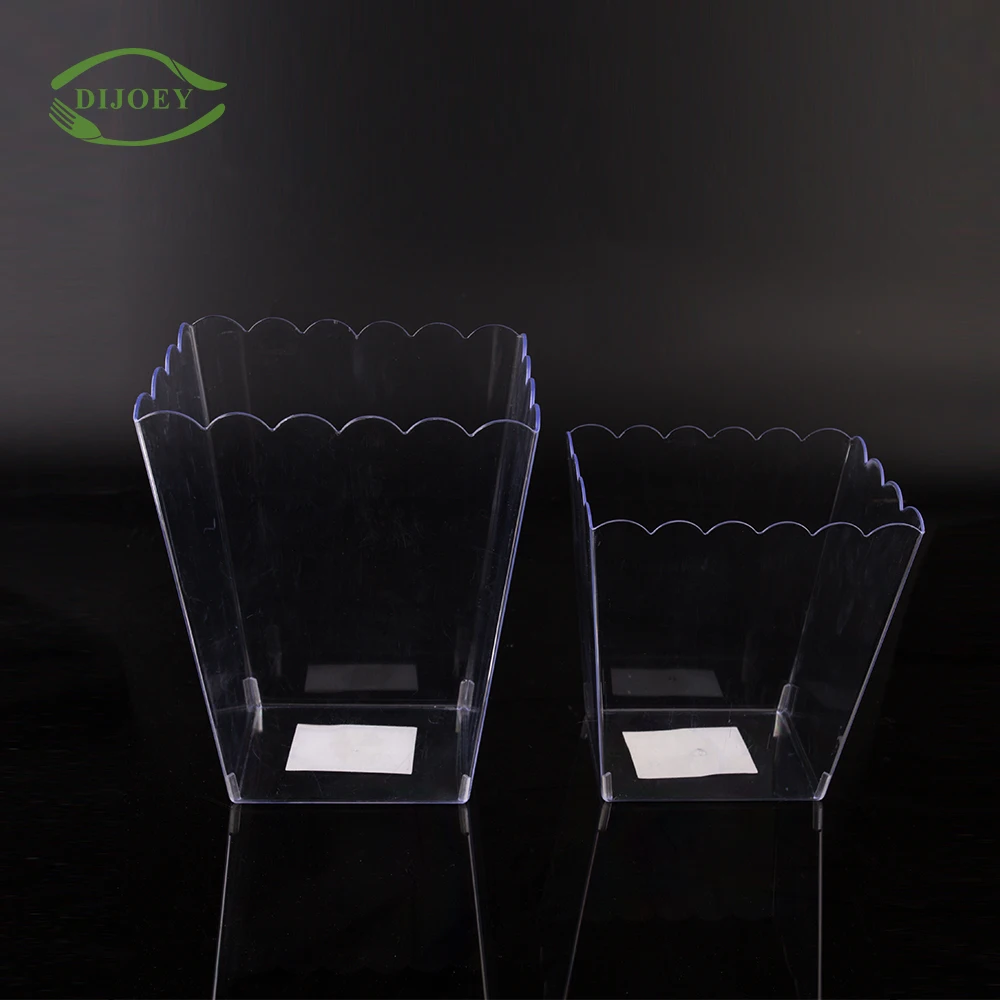 Custom disposable small square shape clear wine beer champagne ice bucket