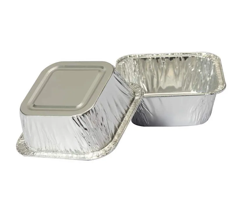 
small square airline aluminum foil catering tableware-silver coated container 