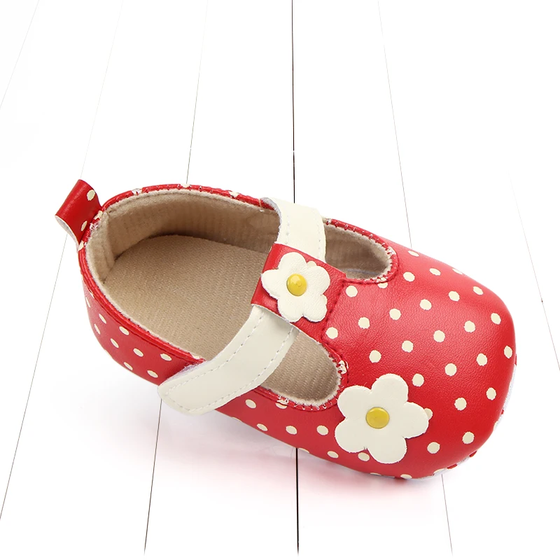 Hot Selling Dot Beautiful Flower Girls Shoes First Walkers Baby Shoes