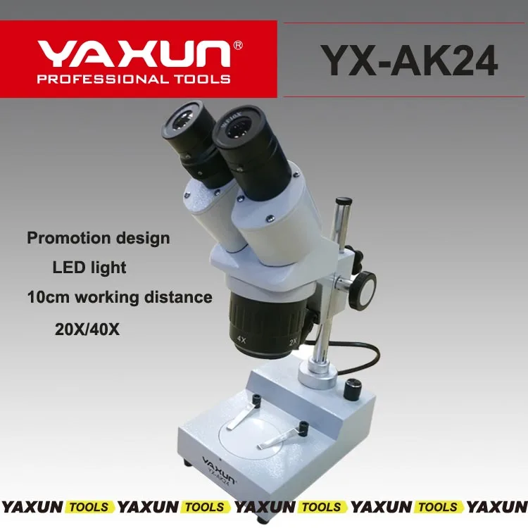 20x-40x Stereo binoculars Microscope for cell phone Mobile Phone Repair with Top and Bottom LED light YAXUN AK24 new design