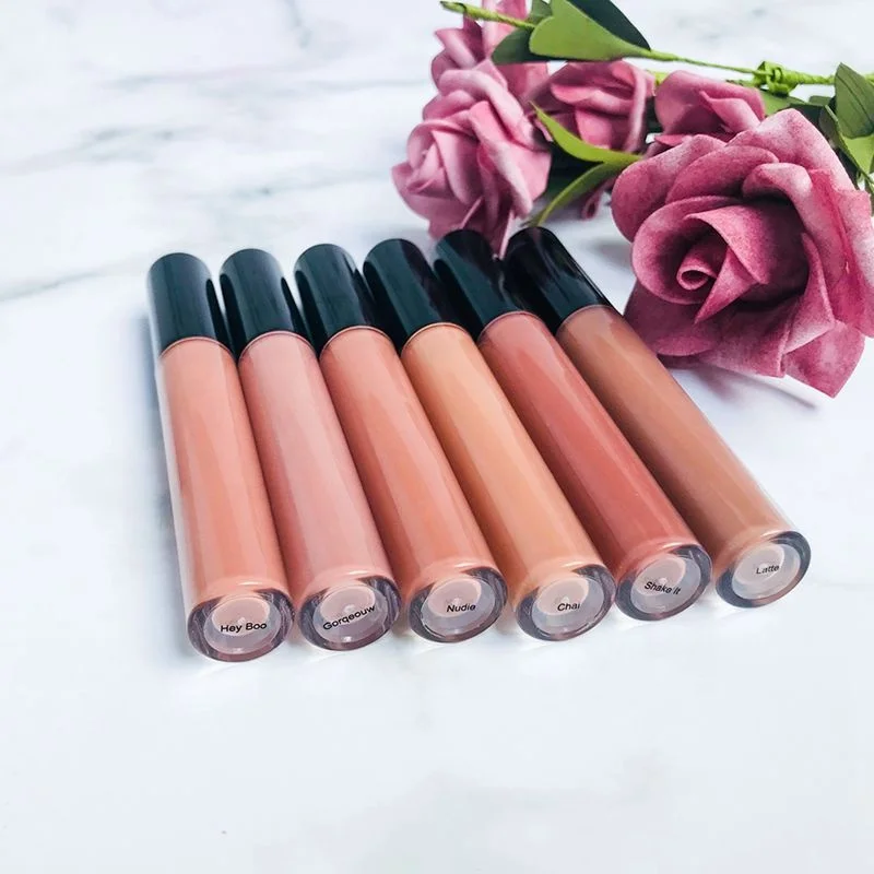 Private label 6 warm color lip gloss long lasting nude matte liquid lipstick lipgloss