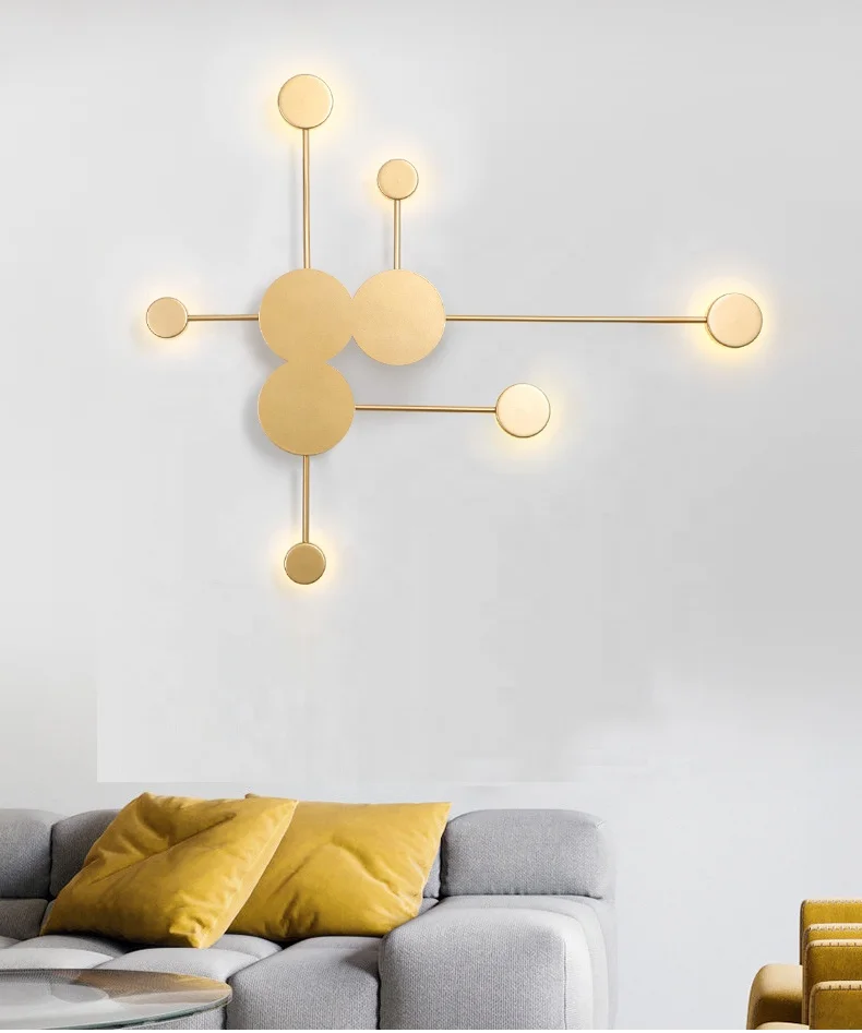 
2 3 6 lighting heads branches long arms gold white black round iron acrylic simple modern wall lamp light 