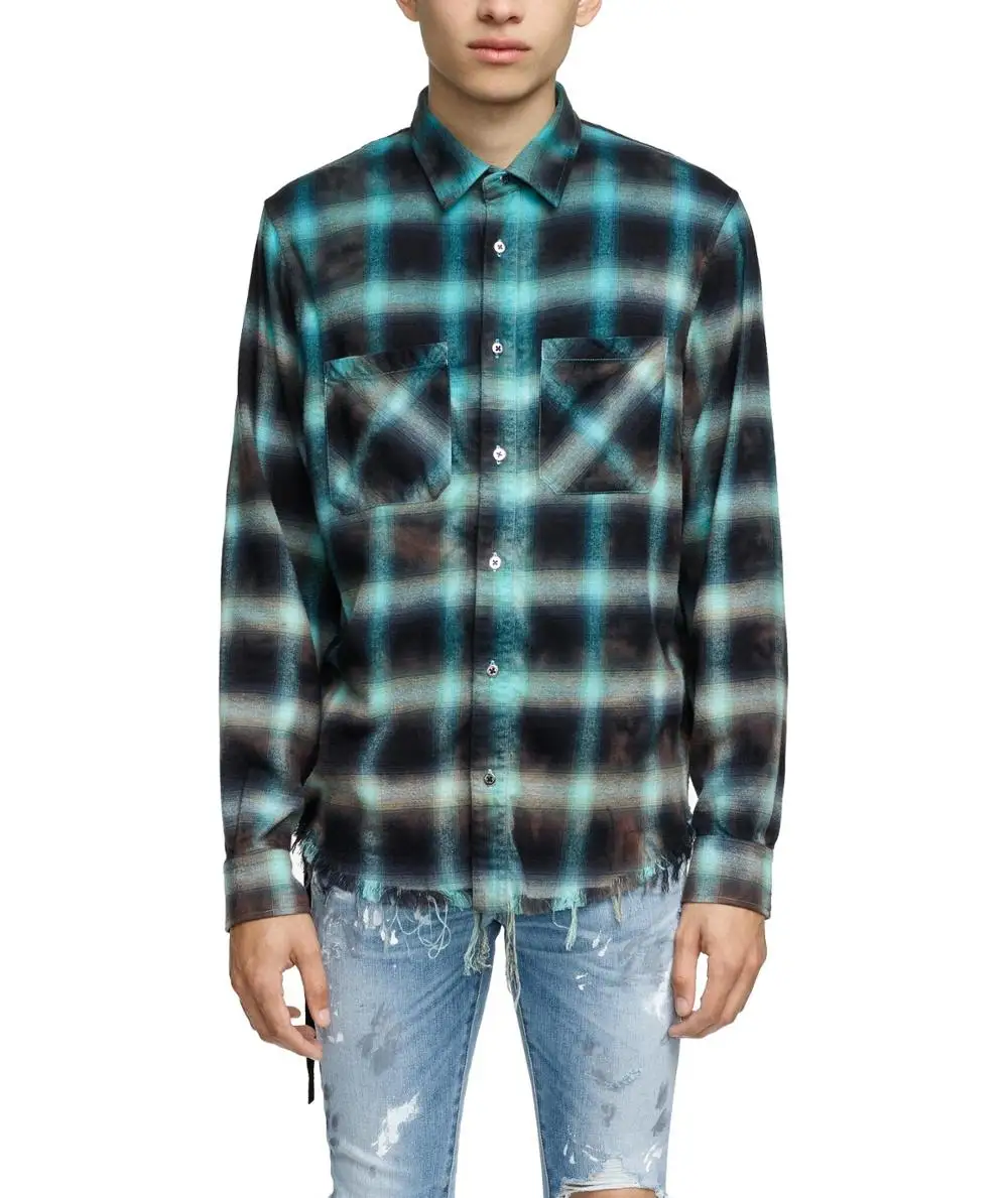 New style high quality wholesale custom men fashion designer flannel plaid shirts