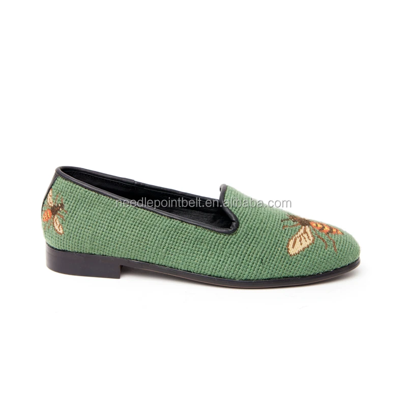 Classic Sage Bee Needlepoint Womens Loafer