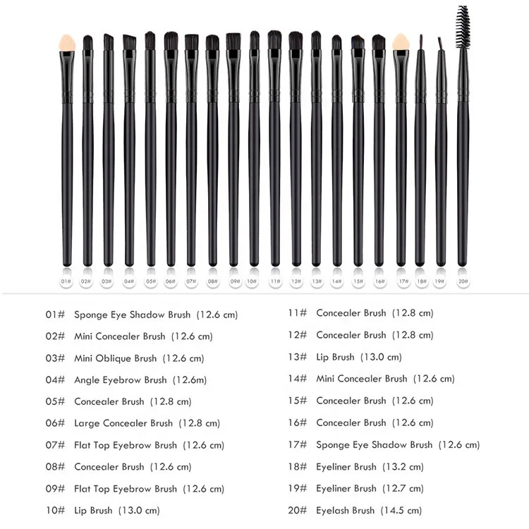 
Mini Eye Shadow Make Up Brush Set Black 20Pcs Makeup Brush Set 