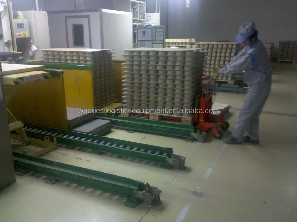 Ground free roller conveyor for handling ground ceramic