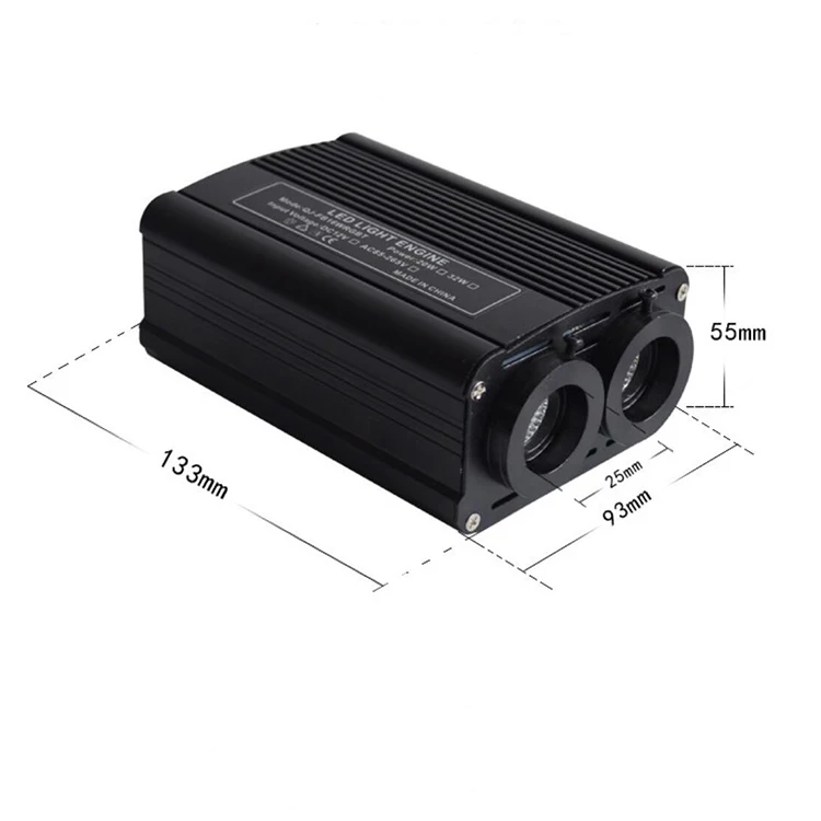 
32W Dual Optical Fiber Connectors Music control LED Light Engine for Fiber Optic Chandelier Lighting or Star ceiling decoration 