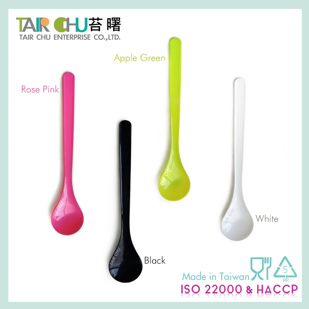 Adorable Rose Pink 18cm Long Handle Plastic Ice Cream Spoon