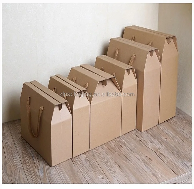ZL Recycled kraft paper cardboard dry fruit  packaging carton gift box with rope handle