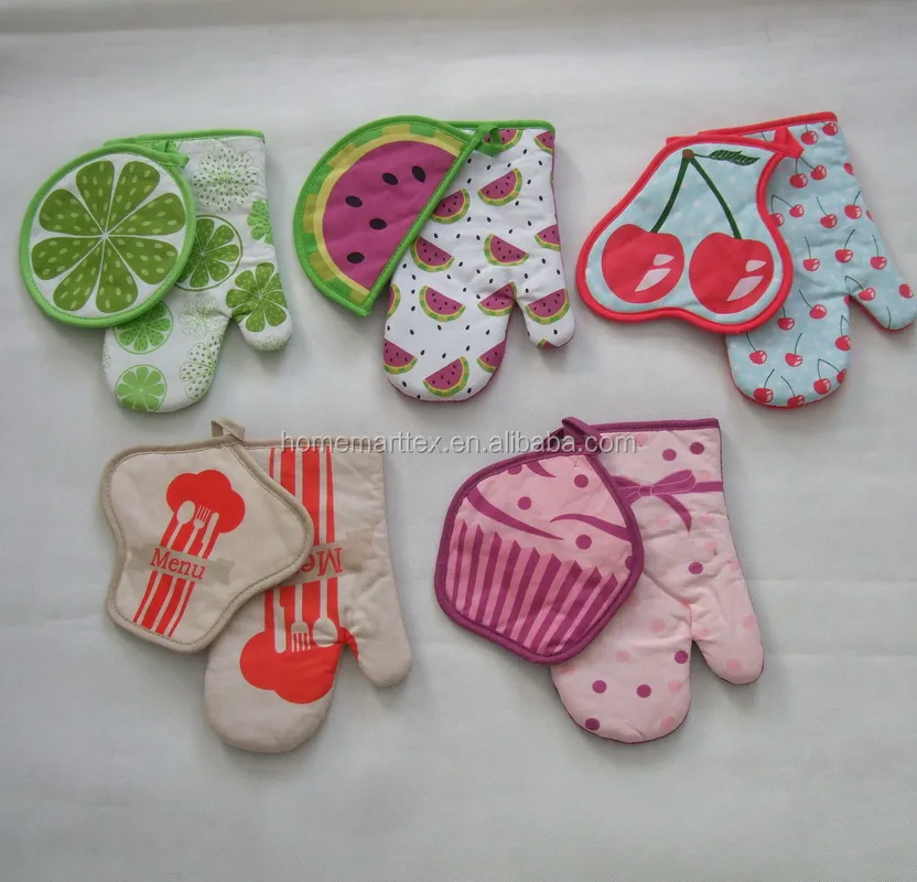 cotton fruit shape simple design pot holder and glove in european market oven glove shaped pot holder