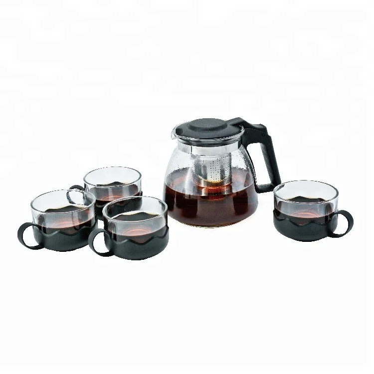 
Modern Design Heat-Resisting High Borosilicate Glass Tea Pot Set With Gift Box 