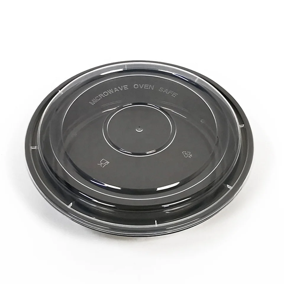 black container round plastic togo containers  packaging food
