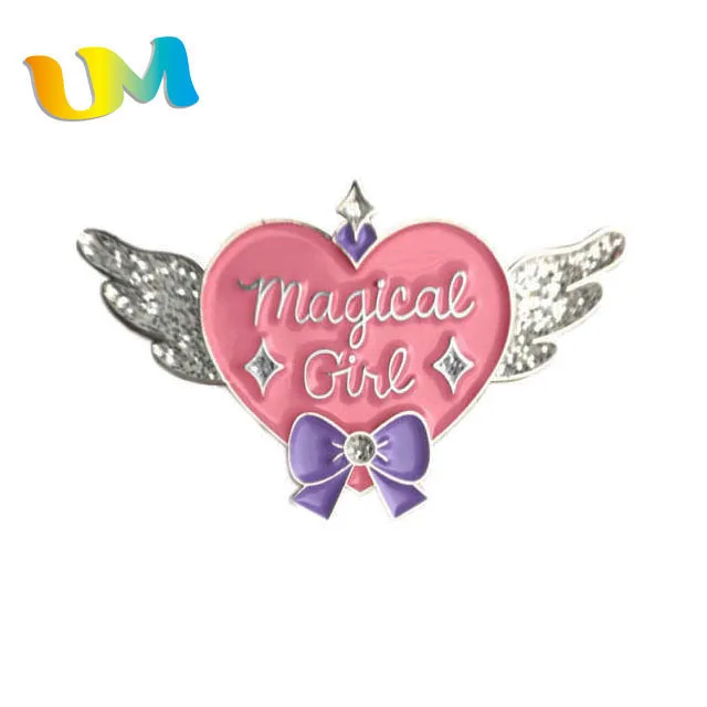 High quality gold plating bee glitter enamel pin wholesale