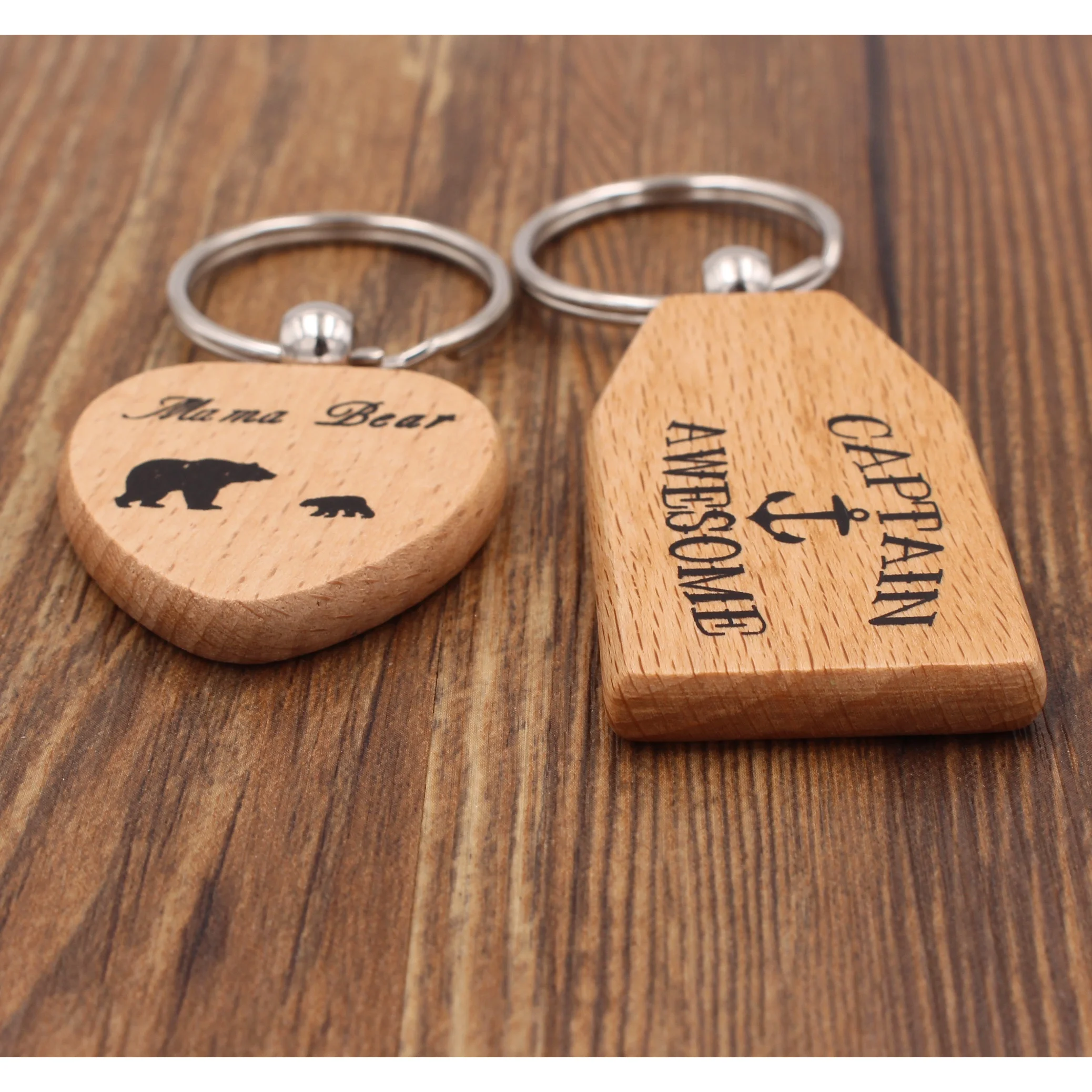 Hot sale customize heart wood key chain for gift