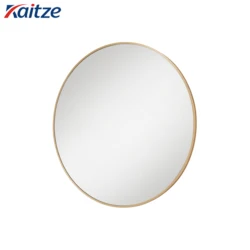Modern Style Round Shaped Bathroom Mirror Metal Framed Brass Finished Wall Mounted Mirror
