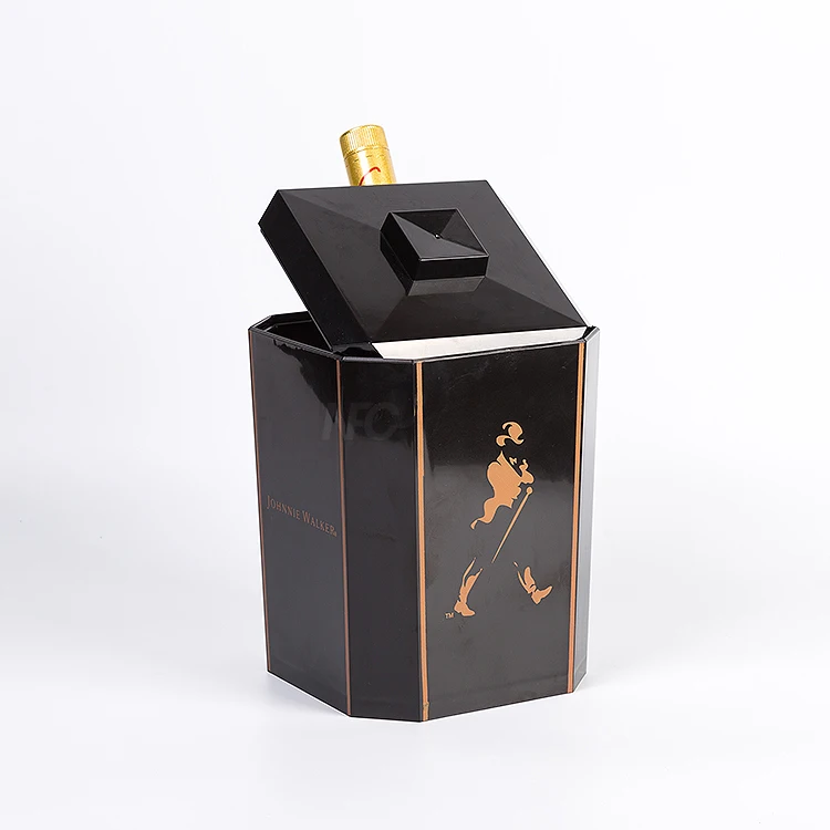 3L square black double wall ice bucket with lids