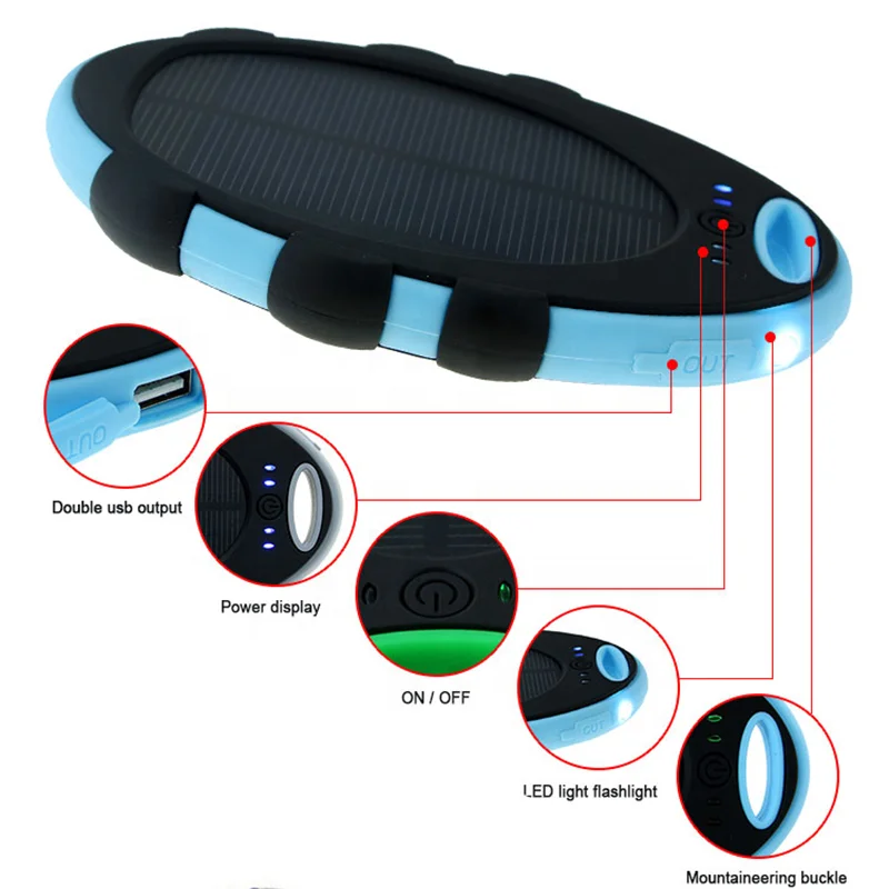 Portable mini Solar mobile phone Charger 5000mah battery Power Bank for iphone