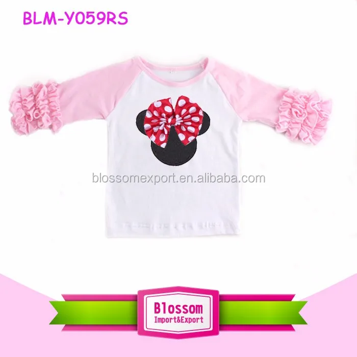 Mickey Minnie Ruffle Raglan Baby T Shirt Mouse Mickey Shirt Cotton Baby Icing Ruffle T Shirts
