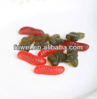 65% fruit juice natural color gummy worms candy, sour gummy worms