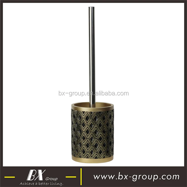 BX Group popular golden 6 pcs polyresin bathroom accessories set with trash can